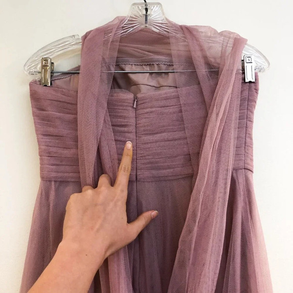 Jenny Yoo Collection Chiffon One Shoulder Adjustable Tie Back Bridesmaid Dress 8 - Picture 8 of 13